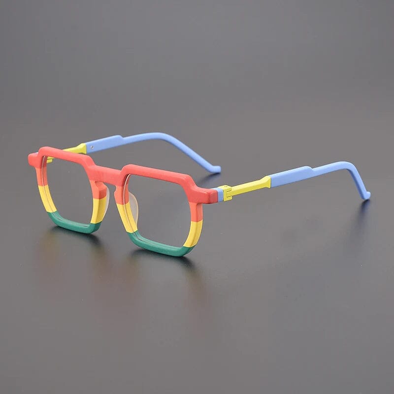 Clynt Acetate Rectangle Glasses Frame Rectangle Frames Southood Matte Red Yellow 