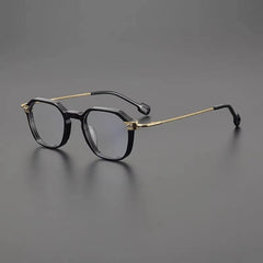 Kamal Retro Acetate Glasses Frame Geometric Frames Southood Black Gold 