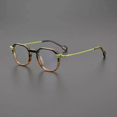 Kamal Retro Acetate Glasses Frame Geometric Frames Southood Leopard Green 