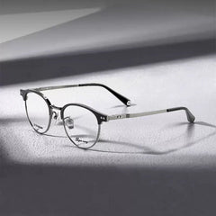 Oswin Vintage Acetate Eyeglasses Frame Browline Frames Southood Black Gun 