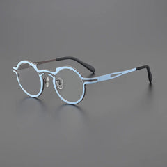 Page Titanium Irregular Round Glasses Frame Round Frames Southood Blue Brown 