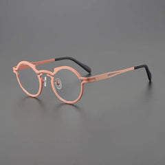 Page Titanium Irregular Round Glasses Frame Round Frames Southood Light Red 