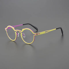 Page Titanium Irregular Round Glasses Frame Round Frames Southood Yellow Purple 