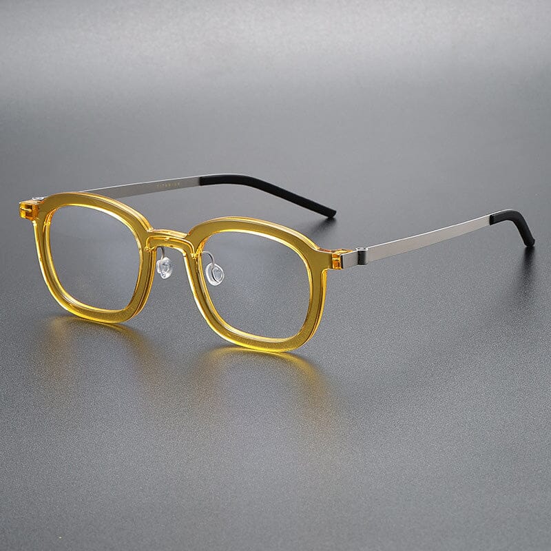 Paget Vintage Acetate Titanium Square Glasses Frame Rectangle Frames Southood Yellow 