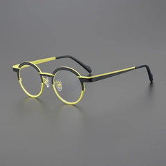 Panos Round Titanium Glasses Frame Round Frames Southood Black Yellow 