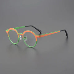 Panos Round Titanium Glasses Frame Round Frames Southood Orange Green 