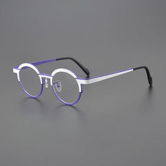 Panos Round Titanium Glasses Frame Round Frames Southood White Purple 