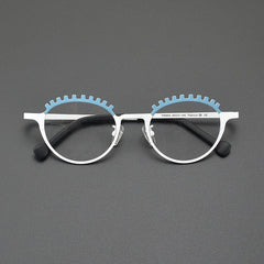 Renny Niche Designer Titanium Glasses Frame Cat Eye Frames Southood Blue White 