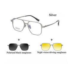 Ward Aluminum Magnesium Titanium Glasses Frame With Magnetic Sunglasses Clips