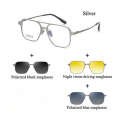 Ward Aluminum Magnesium Titanium Glasses Frame With Magnetic Sunglasses Clips