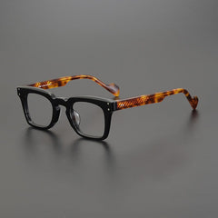 Lanzo Retro Acetate Glasses Frame Rectangle Frames Southood Black 